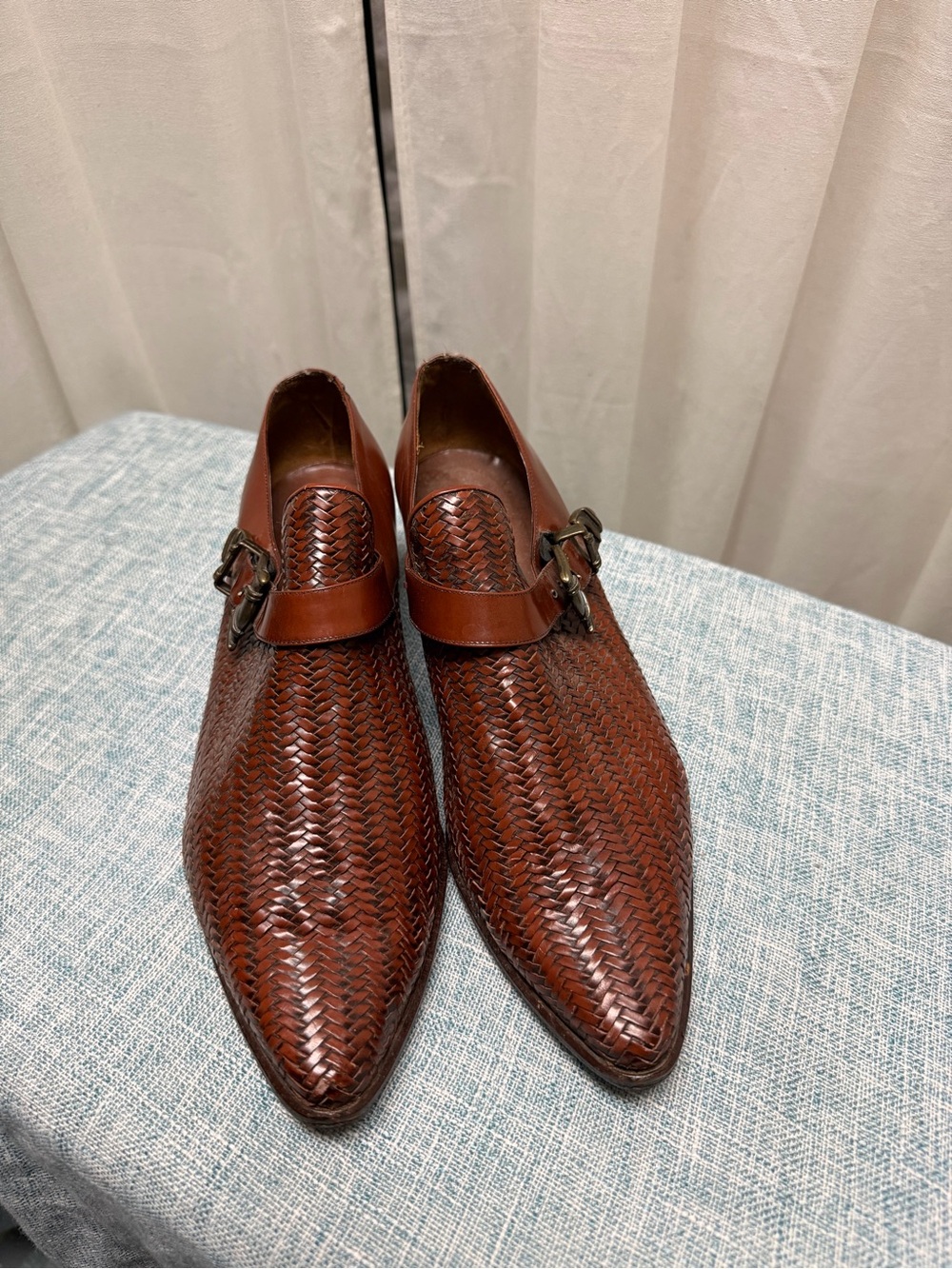 Prevata Woven Leather Ankle Boots in Brown
